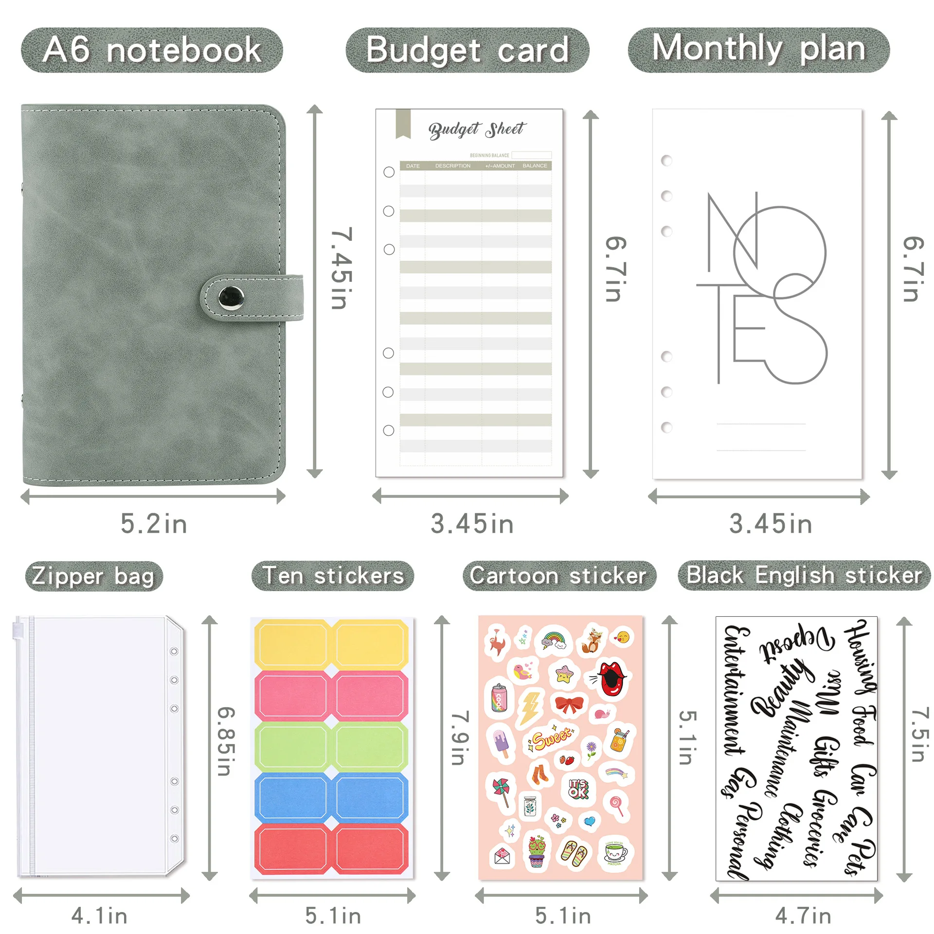 Money Budget Planner Binder With Zipper Envelopes, Cash Envelopes For Budgeting, Money Organizer For A6 Cash Budget Binder