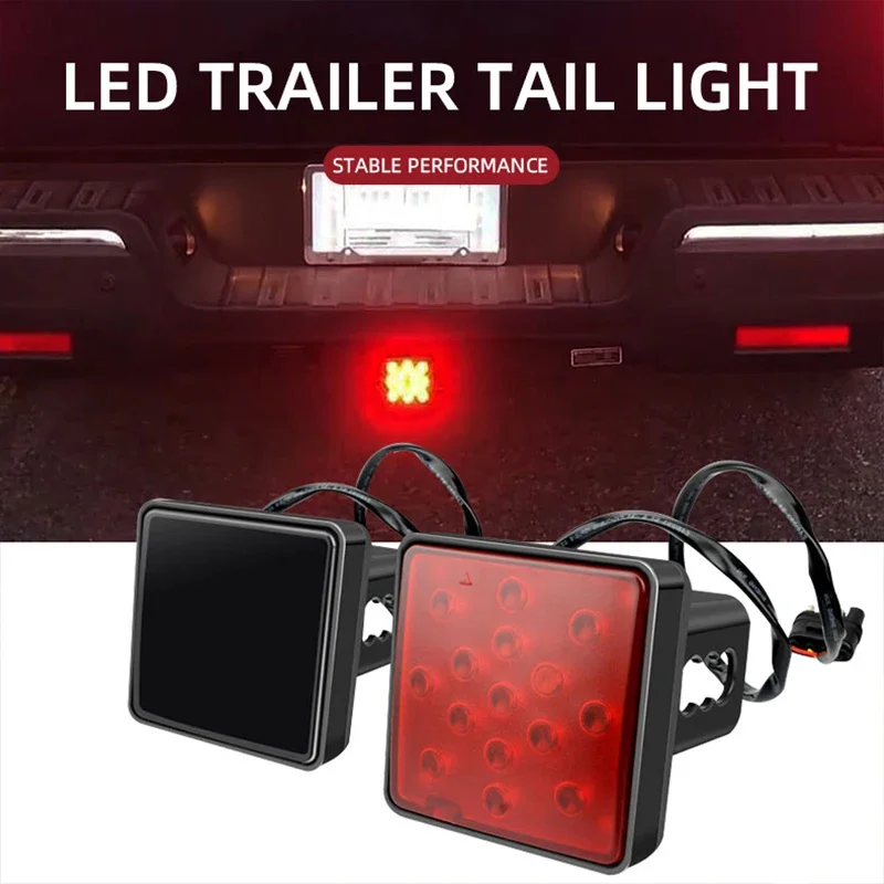 Smoked /Red Lens 15-LED Tow Hitch Receiver Brake Tail Light w/Strobe Feature For Truck SUV Trailer Equipped Class 3/4/5 2Inch