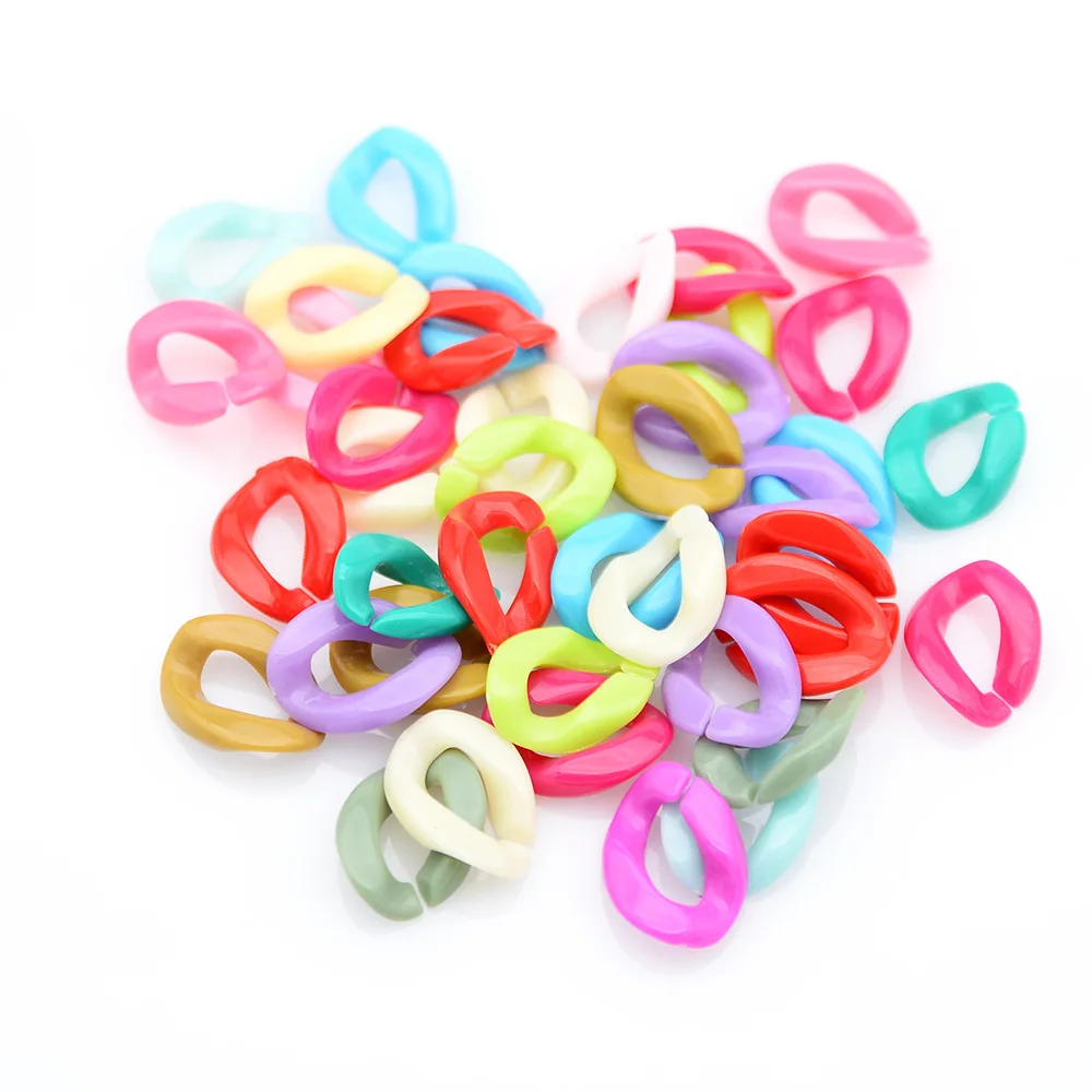 50 PCS 16 * 22mm  Pinkycolor  Plastic Open Chain Insert Ring  DIY Charm Making Jewelry, Necklace, Clothing, Luggage Accessories