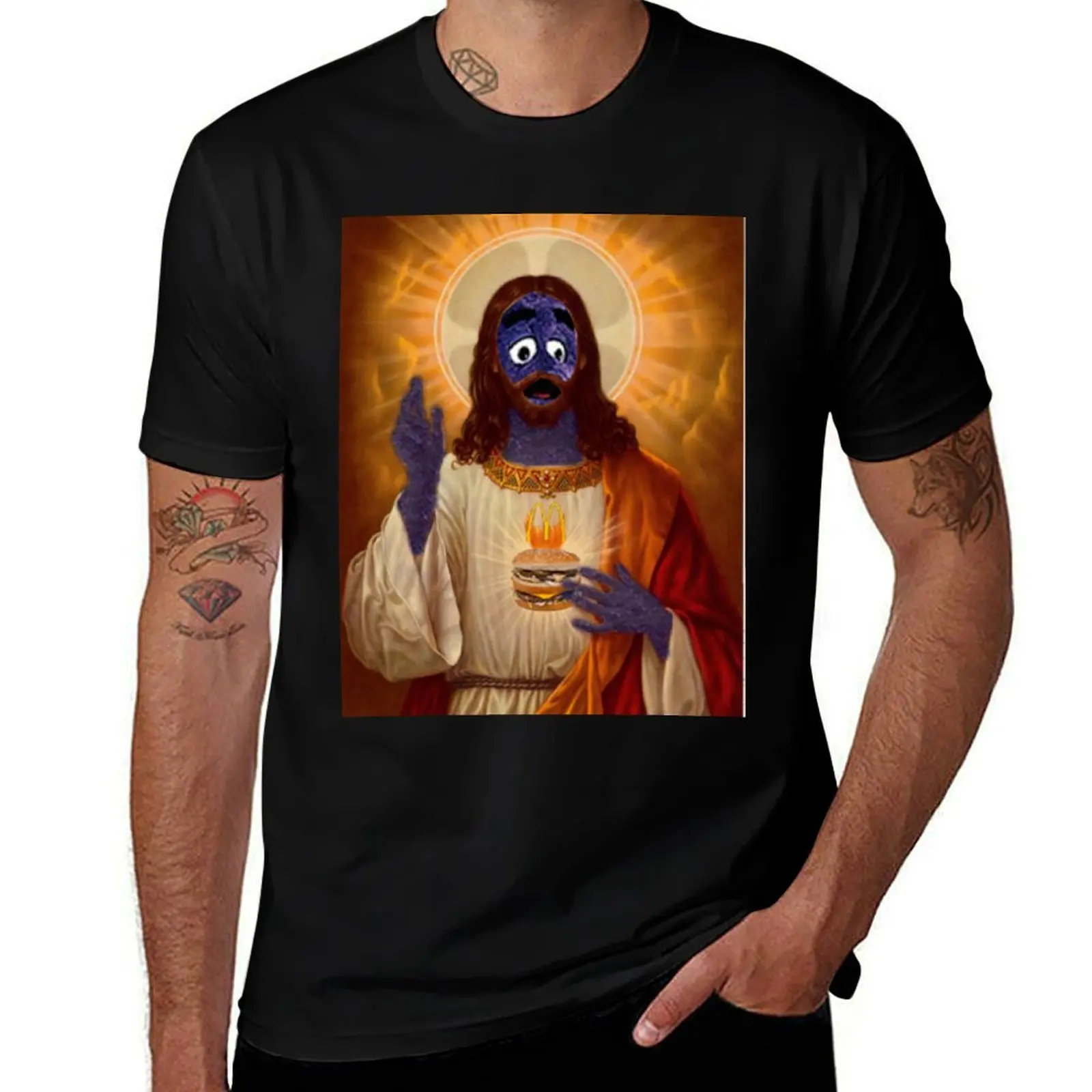 

Grimace Jesus T-Shirt Festival Casual Short Sleeve