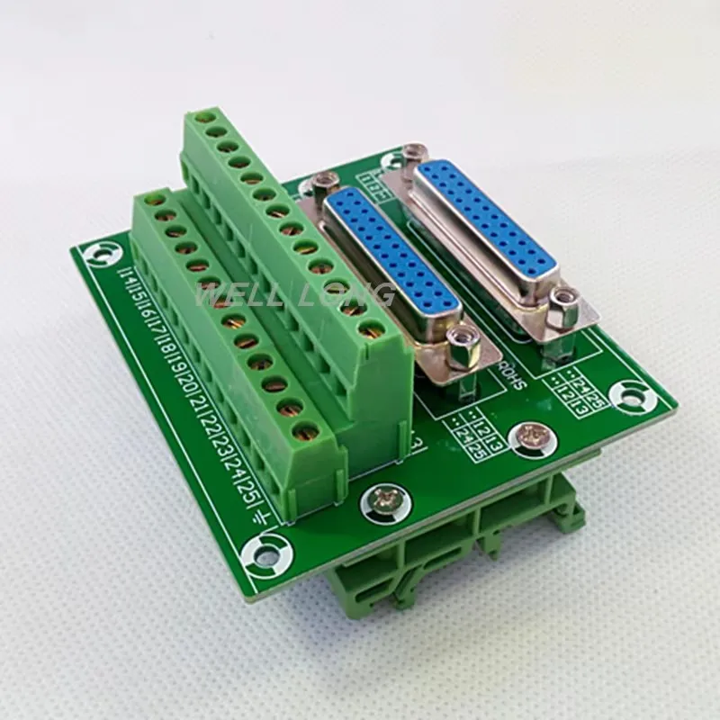 D-SUB DB25 Double Female Header Breakout Board, Terminal Block, Connector.