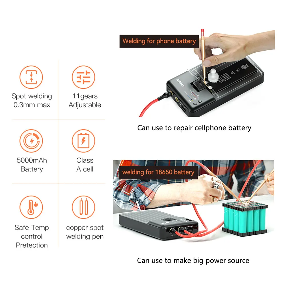 Saldatrice a punti portatile MC1 5000mAh per la riparazione della batteria trapiantata saldatrice a punti per saldatura MAX 0.3mm striscia di nichel