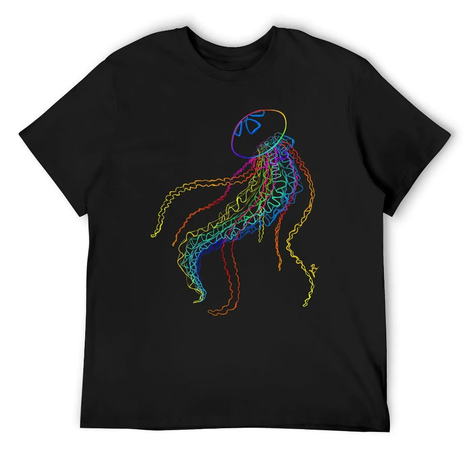 Rainbow Jellyfish T-Shirt summer top korean fashion tops for a boy T-shirts for men cotton