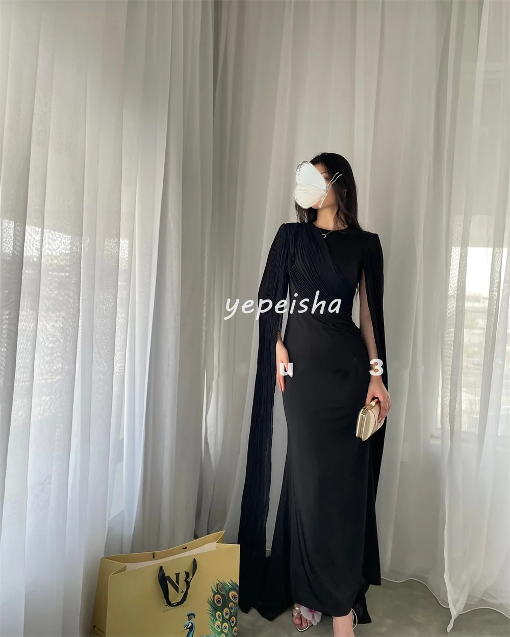 Tank-Robe Mi-Longue en Jersey Froncée et Drapée pour Occasions, Tenue Simple Personnalisée à la Mode, Col Rond, Style Sirène