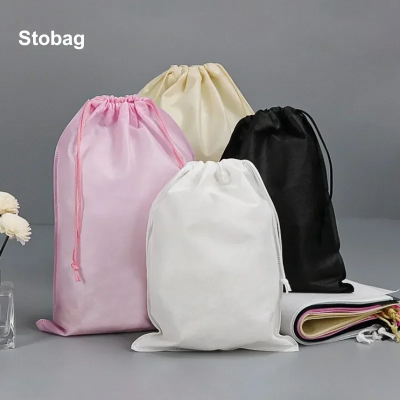 

StoBag Non-woven Drawstring Bags Shoe Clothes Storage Fabric Portable Reusable Travel Organizer Pouches Custom Logo(Extra Fee)