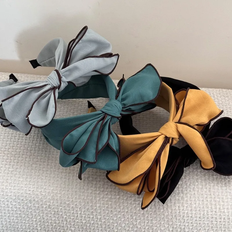 Korean retro sweet hairpin 3D bow wide headband feminine hair accessories 2025 new model