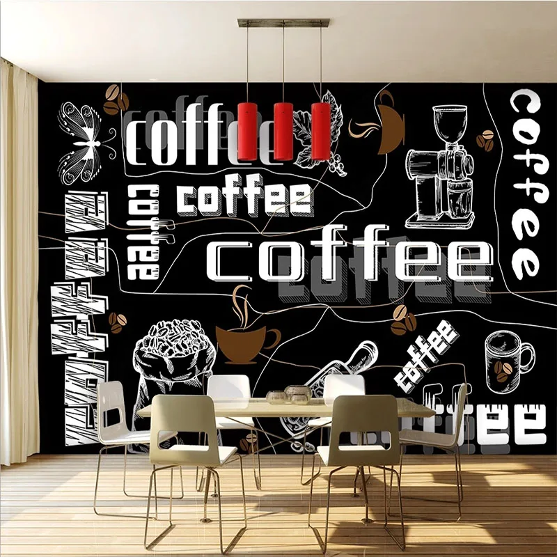 Custom 3D Personalized Blackboard English Cafe Tooling Background Wall Wallper For Bedroom Walls Papel De Parede Home Décor