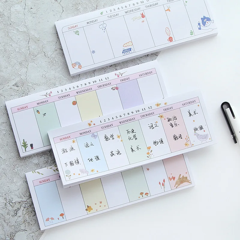 Weekly Plan Sticky Notes Small Stationery Creative Cute Memoranda Small Book n Times Post