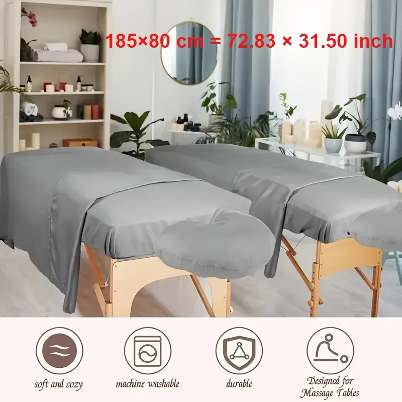 185x80cm Massage Table Cover Set Solid Color Soft Breathable Washable Spa Bed Sheet 3 Pcs Set for Salon Spa Tattoo Studio Use