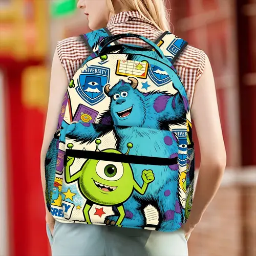 Mochila Monsters Inc Sully Mike Wazowski, bolso escolar con estampado de dibujos animados de anime, bolso de viaje impermeable de gran capacidad para niños y adolescentes