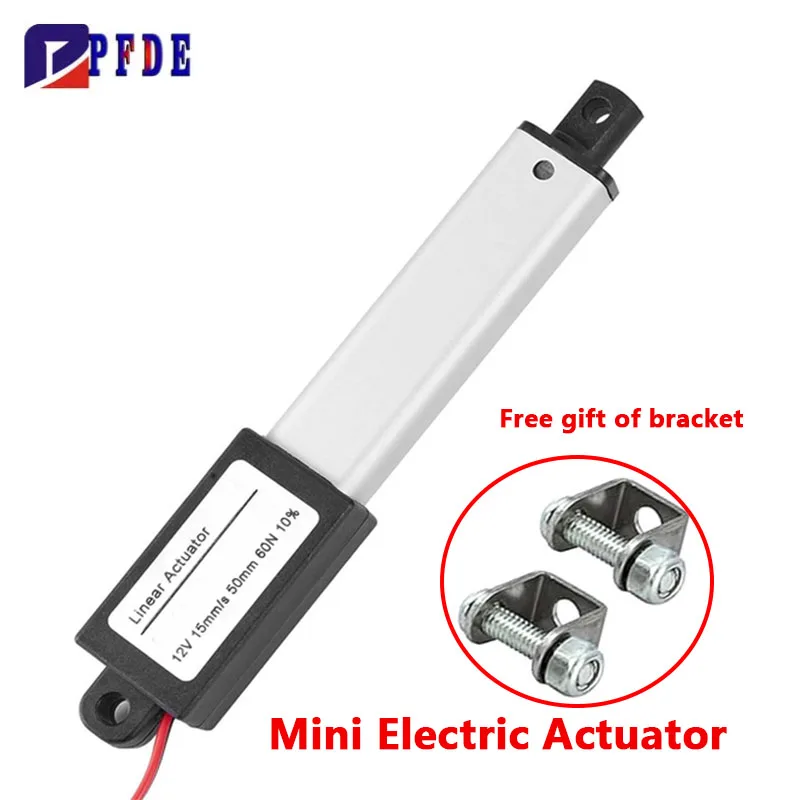 Mini ip54 Waterproof Linear Motion Actuator DC12V 30-180N Reciprocating Motor Remote Automation with 2pcs Bracket