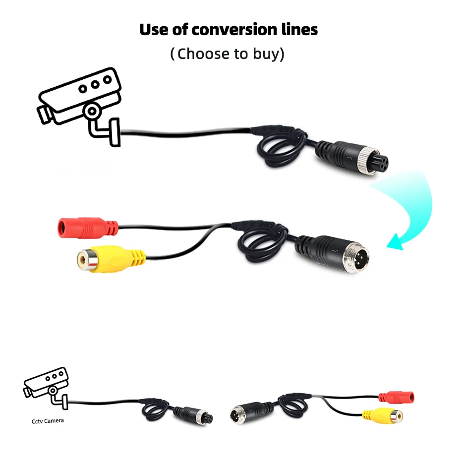 QXNY 4-teiliger 4-poliger Luftfahrtkopf männlich/weiblich auf Cinch-Stecker DC-Stecker Verlängerungskabel-Adapter-Konverter für Sicherheits-DVR-CCTV-Kamera – Detail 1
