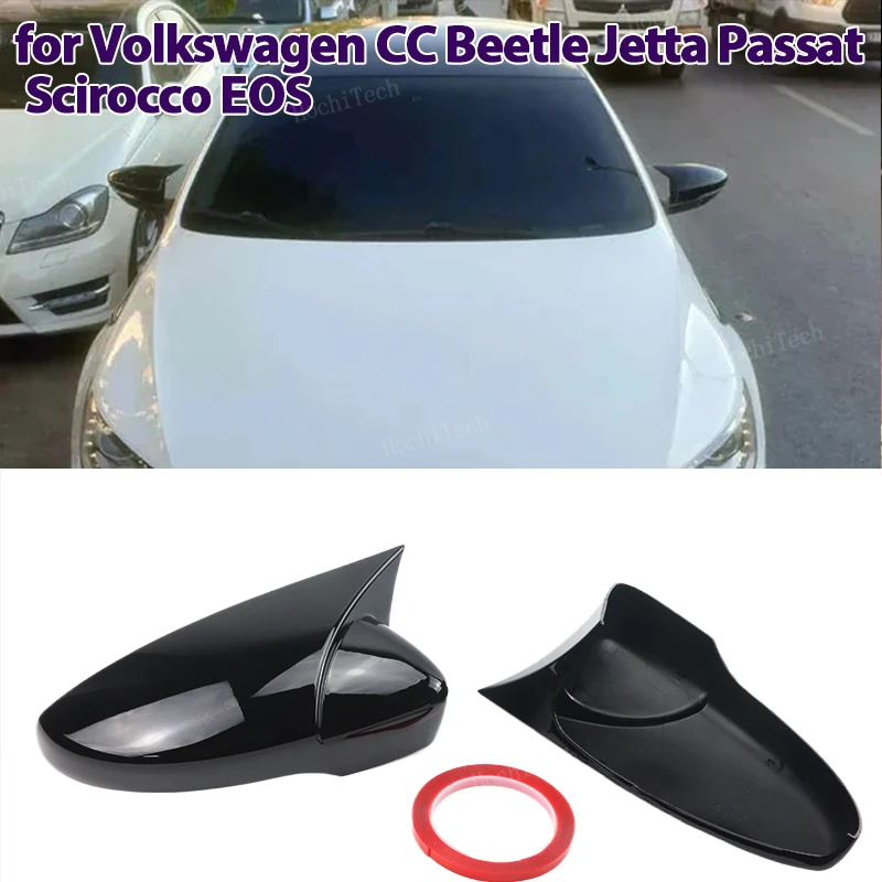 2x glänzend schwarz spiegel abdeckung schwarz spiegel abdeckung overlay für vw jetta mk6 volkswagen passat b7 scirocco käfer cc eos add on