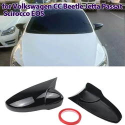 2x glossy black mirror cover Black mirror cover Overlay for VW JETTA MK6 Volkswagen Passat B7 Scirocco Beetle CC Eos Add on