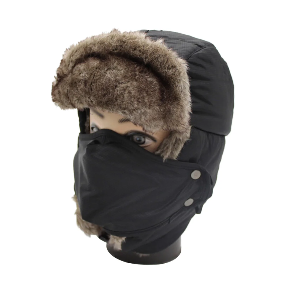 

1pcs Winter Ski Hat 3 in 1 Warm Trapper Beanie Windproof Snow Mens Faux Ear Flap Long Outdoor Sports Gift
