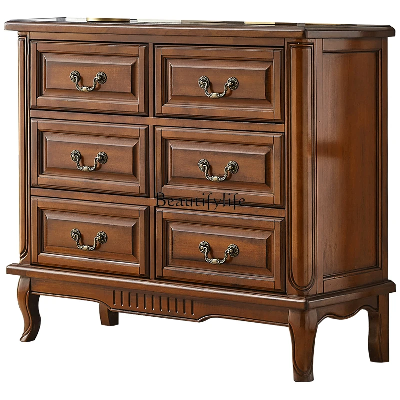 Solid Wood Simple European 6 Commode Storage Bedroom High Large and Small Apartment Type Furniture