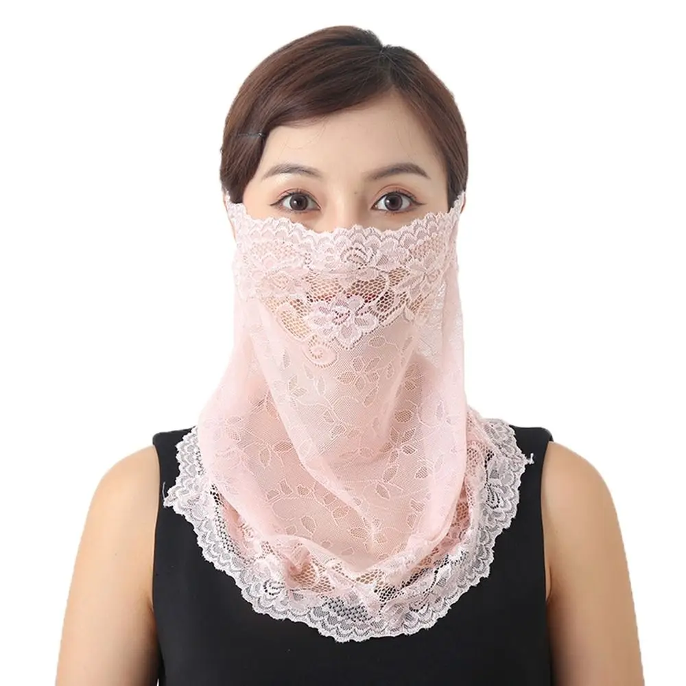 Écharpe de Protection Faciale Contre les UV, Masque en Dentelle pour le Cou et le Soleil, Accessoire Solide pour le dehors, le Cyclisme et la Randonnée