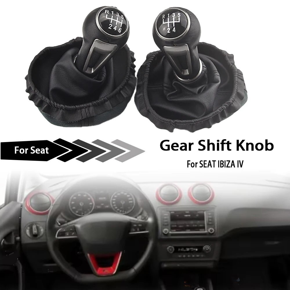 

Premium Leather Gear Shift Knob Cover Gaitor Boot for SEAT IBIZA IV Manual Transmission Gear Lever Protector