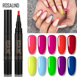 ROSALIND Gel Nail Polish Pen Gel Semi Permanent Base Top Coat UV Gel Varnish Hybrid Pure Color Nail Pen For Nails Art Design