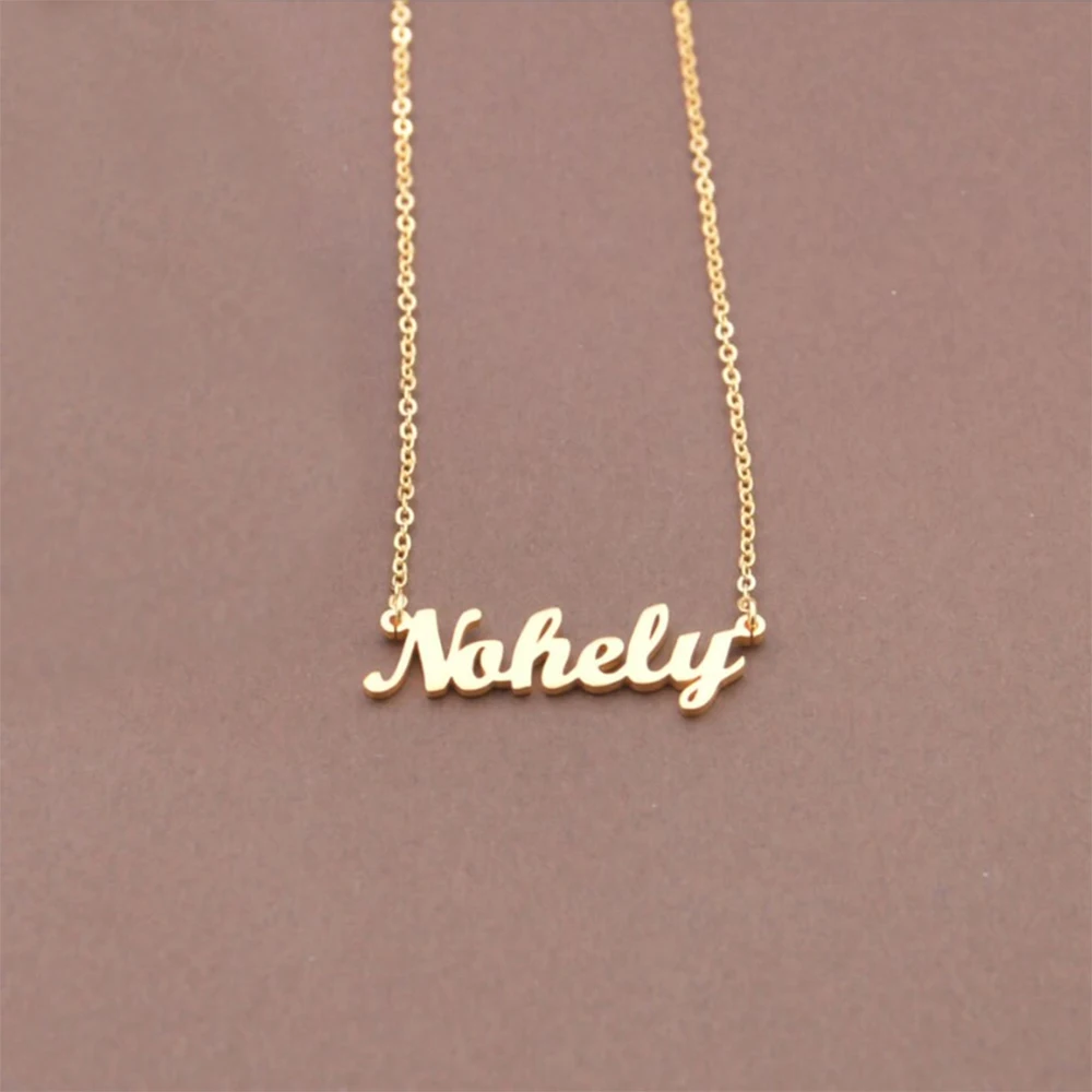 Custom Name Necklace Personalized Fashion Stainless Steel Metal Necklace Simple Style Women\'s Jewelry Couple Birthday Gift