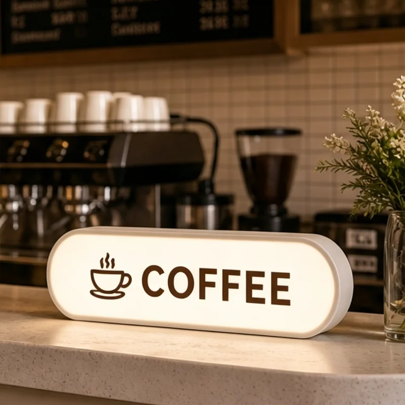 Custom Desktop Light Box USB Desk Lamp Acrylic Lightbox LED Frame Coffee Sign Custom Content Lightbox Table Decor Signage