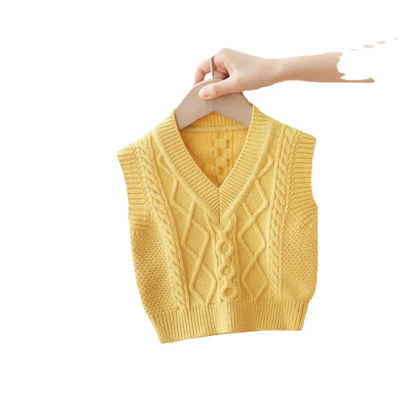 Spring Autumn New Baby Girl Cable-knit Vest Sweater Fashion Infant Girl Cotton Knitted Sleeveless Tops Toddler Clothes FY12094