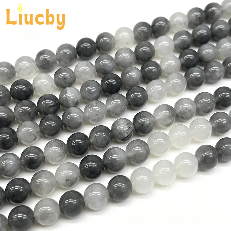 Großhandel Natürliche Grau-Weiße Trübe Quarz-Lose-Perlen Runde Perlen für DIY-Schmuckherstellung 6mm 8mm 10mm 12mm 14mm 15 Zoll Stränge – Detail 3