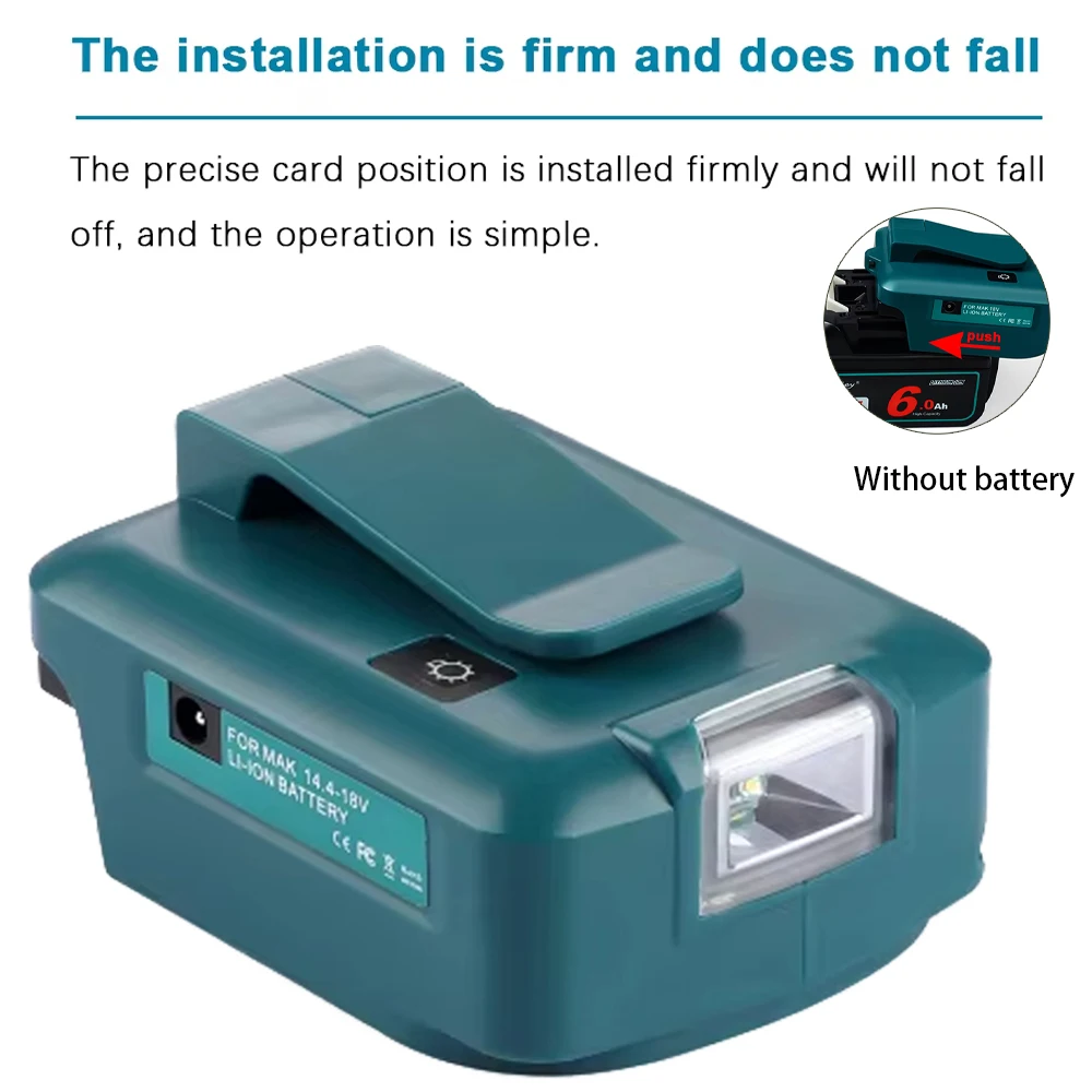 

For Makita ADP05 14.4V/18V Li-Lon Battery Dual USB converter Port with LED Light Spotlight Outdoor Flashlight for Makita Battery
