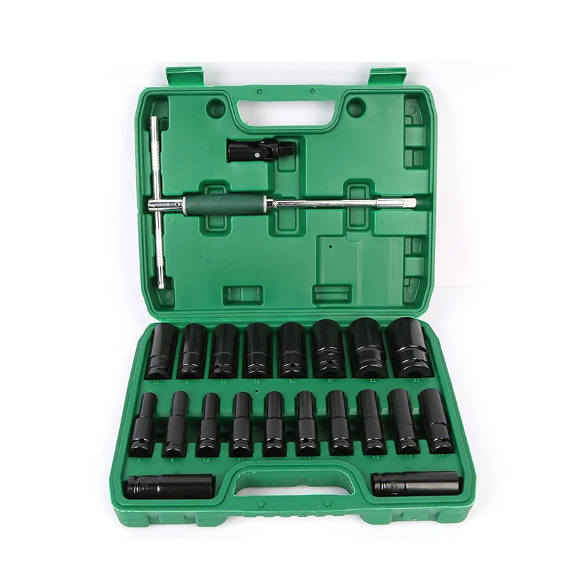 22pcs 12.5mm Square Mouth Extension Electric Wrench Socket Tools Set Hexagonal Socket Head 8-32mm Car Repair Tool