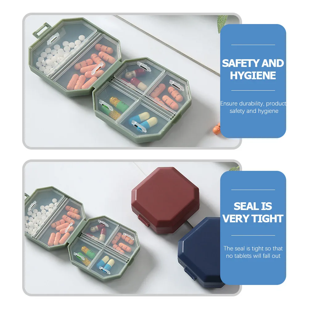 3Pcs Portable Medicine Organizer Compact Pill Case Daily Use Weekly Pill Box Dustproof Moisture Resistant Wear Resistant