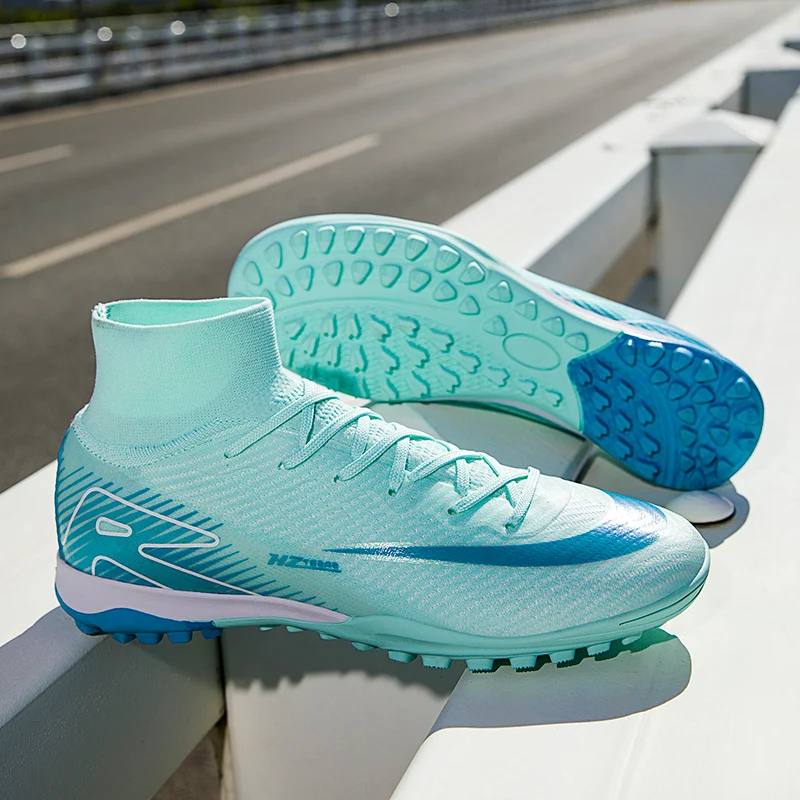 Professional Soccer Shoes TF Broken Nail Teenagers Durable Looking HighTops Training Shoes Adult Outdoors Non Slip FootballShoes