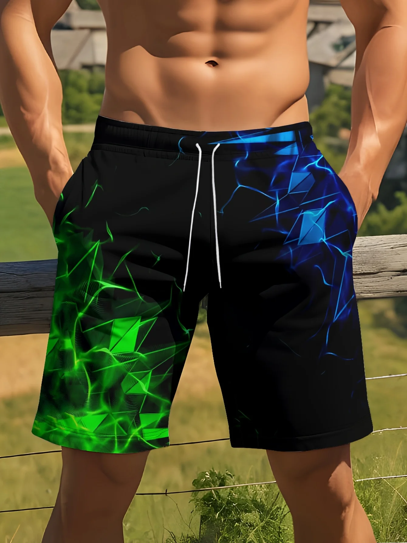 

Funky Men's Beach Shorts Men's 3D Printed Surf Shorts Summer Hawaiian Swimwear Cooling Oversized Drawstring Shorts with Pockets