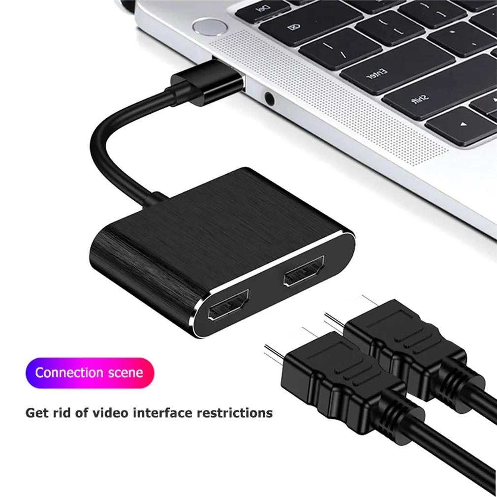 3 in 1 USB3.0 to Dual HDMI-compatible Hub Dock Station 1080P 5Gbps USB3.0 PD Converter Adapter Cable For Phone Macbook Laptop TV 2