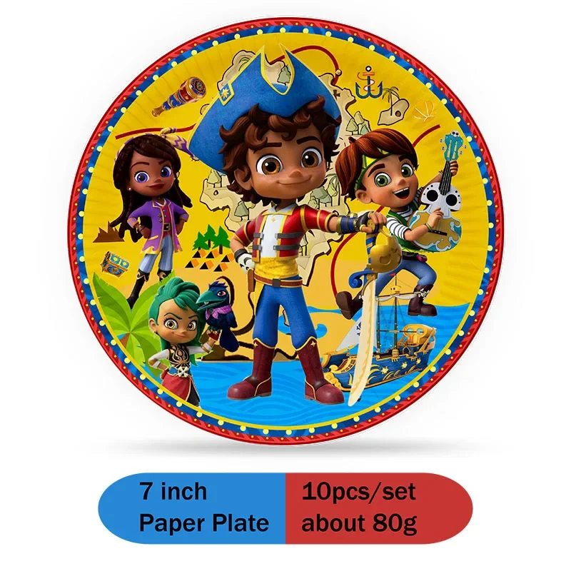 Santiago of The Seas Cartoon Disposable Kids Party Decorations Supplies Paper Cup Plate for Birthday Communion Baptism Gift Toy