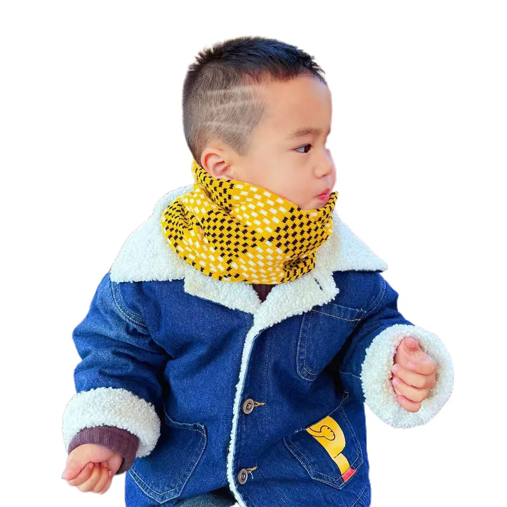 Fashion Warm Kids Winter Scarf Thick Windproof Neck Warmer Korean Cute Knitted Scarf Outdoor