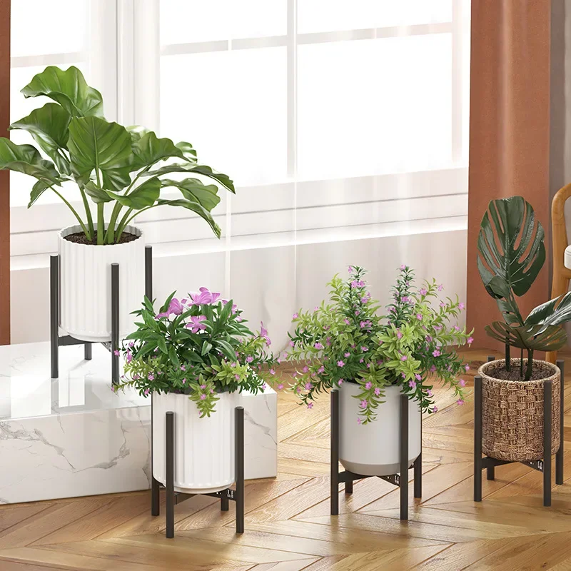 Indoor Horticultural Flower Potting Frame Floor Standing Metal Modern Simple Cross Multilayer Expansion Balcony Plant Stand