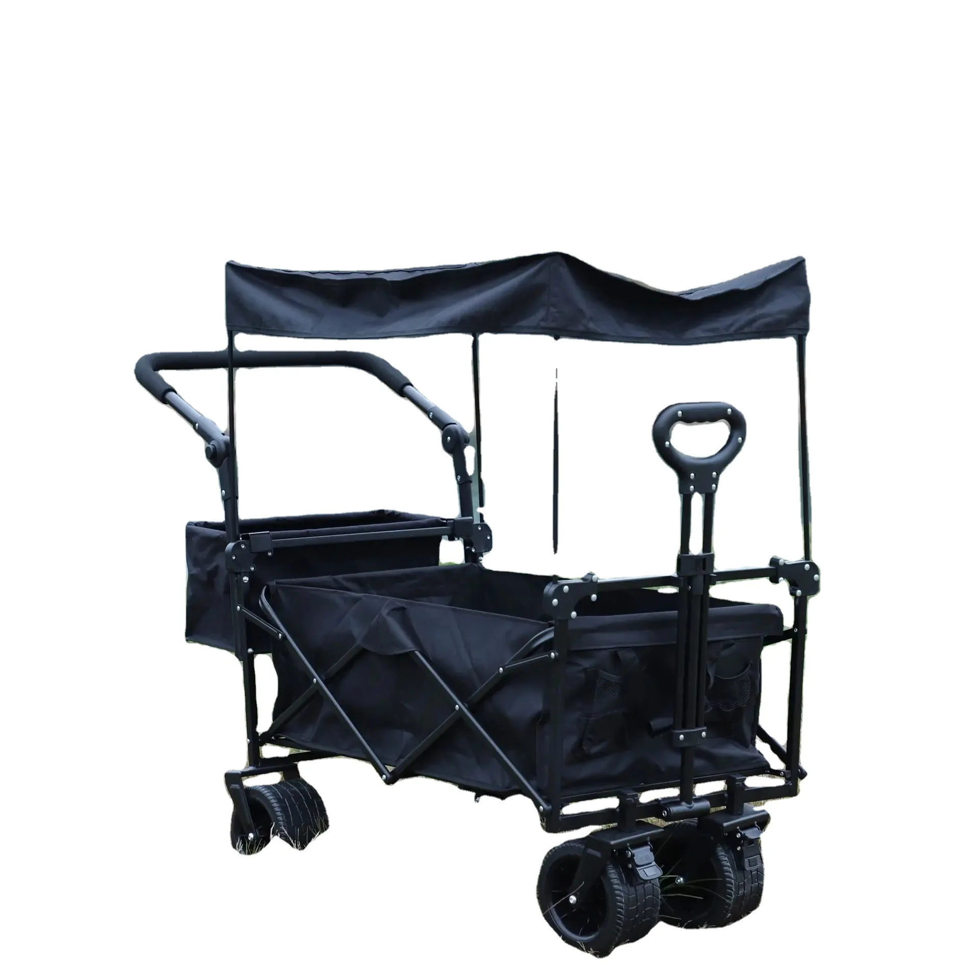 Outdoor camping carts Push-up campers push picnic trailers with sunshade collapsible trolley