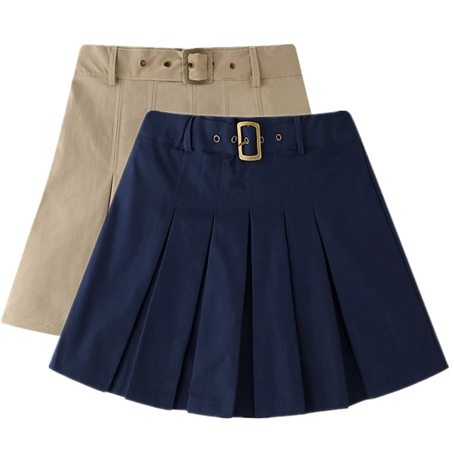 Girls School Uniform Pleated Scooter Skirt Spring Summer Kids Ruffle Skirt Khaki Navy For Teenage Girl 6 8 10 12 14 16 18 20 T AliExpress 1501