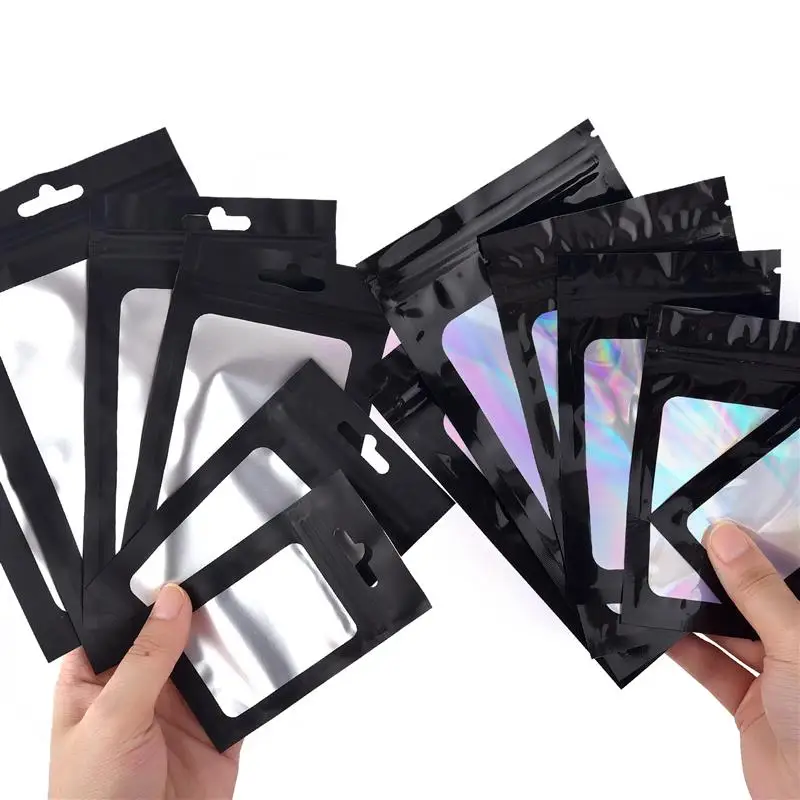 20 ชิ้น Holographic Ziplock กระเป๋าพลาสติกเลเซอร์สีรุ้งซิปกระเป๋าสําหรับเล็บขนตาต่างหูแหวนเครื่องประดับกระเป๋า