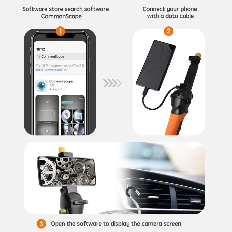 Car Repair Endoscope Lens Diameter 6.0mm/7.5mm High Temperature Resistant For Android iOS Waterproof Video Endoscope Engine Tube