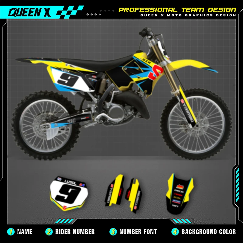 

QUEEN X MOTO индивидуальная команда мотоциклетная графика фоновая наклейка наборы для SUZUKI RM125-250 2001 2002 2003 2004-2012