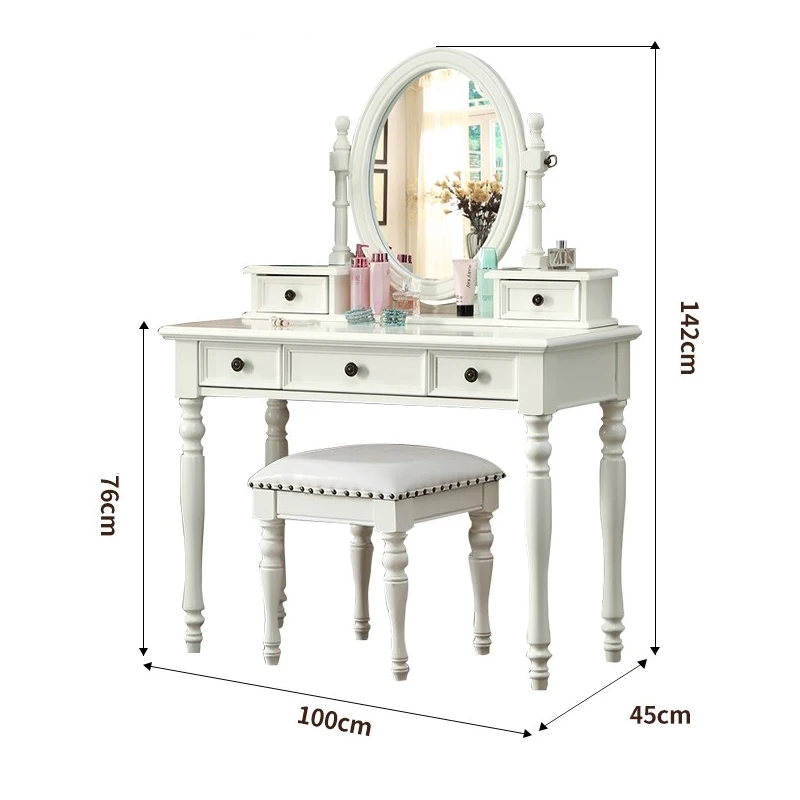 European Vintage Vanity Table Mid Century Trendy Elegant Glamour Vanity Table With Mirror Tallboy Cômoda De Quarto Furniture