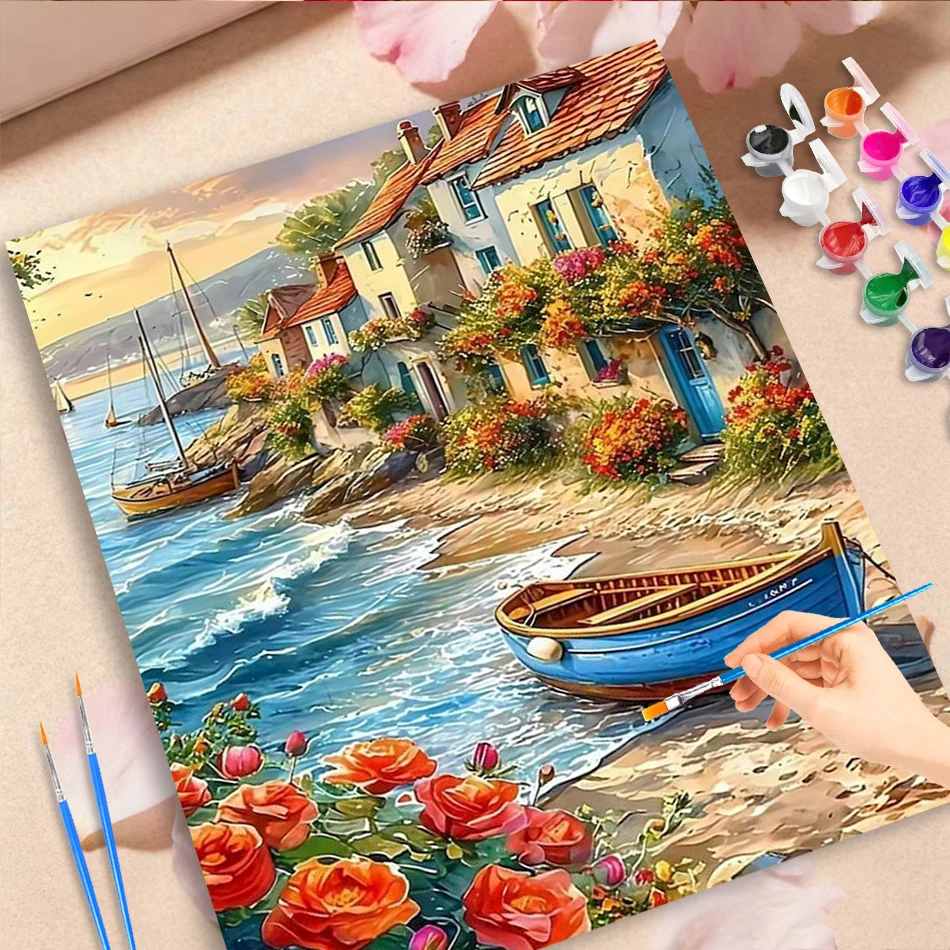 

GATYZTORY Port Paint By Numbers Picture Drawing By Numbers Landscape Canvas for Painting Kits Wall Decor Paint Kit for Beginner