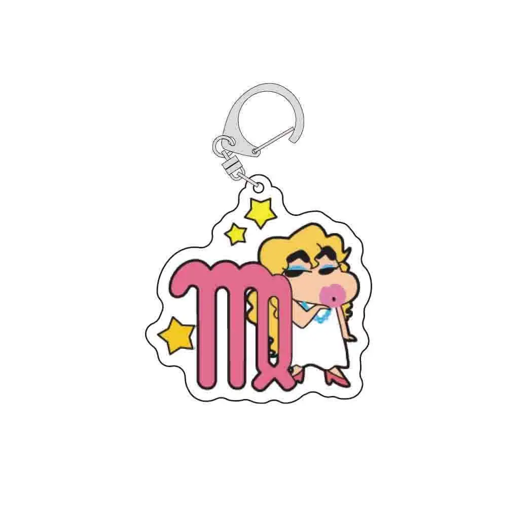 Anime Figures Crayon Shin-chan Constellation Series Acrylic Key Chain Backpack Pendant Decoration Cartoon Cute Keychain Gift