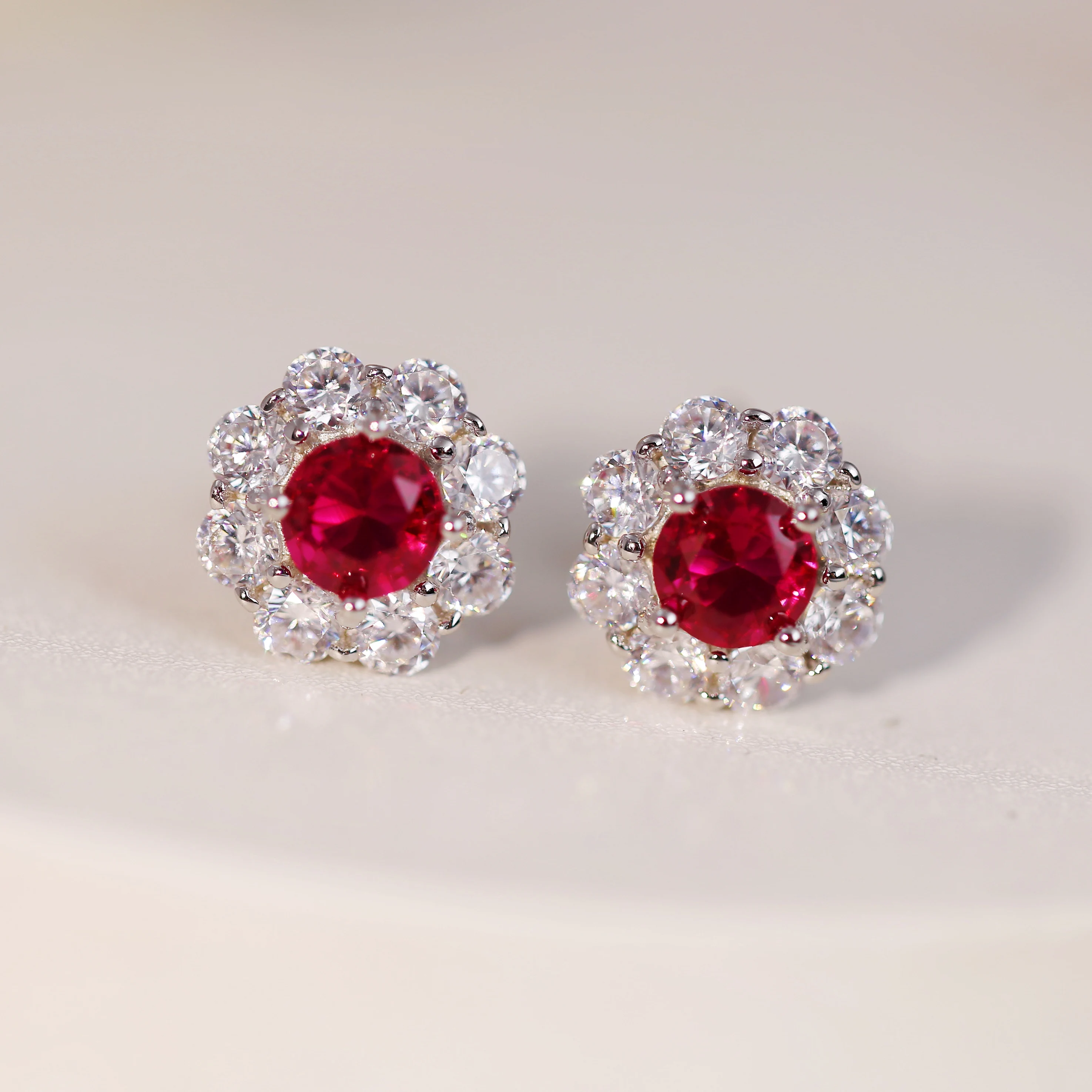 

Lab-Created Round imitation ruby Stud Earrings Gift for Wedding/Birthday/Mother’s Day/Christmas-Rivals Fine Jewelry