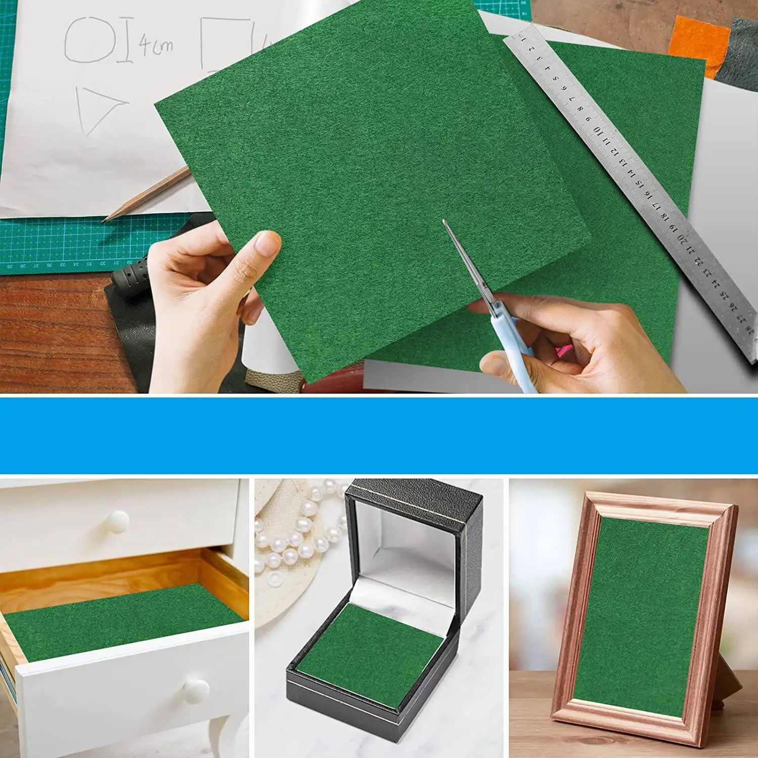 طائرة شراعية جديدة ذاتية اللصق، 40 × 150 سم، وسادات لباد ذاتية اللصق، طائرات شراعية للأثاث، شريط لاصق متعدد الأغراض باللون الأخضر