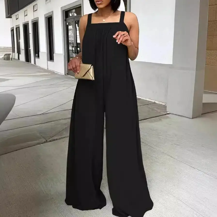 One Piece Jumpsuits Women Square Neck Sling Sleeveless Wide Leg Pants Loose Y2k Streetwear Jumpsuit Work Solid Casual 2026