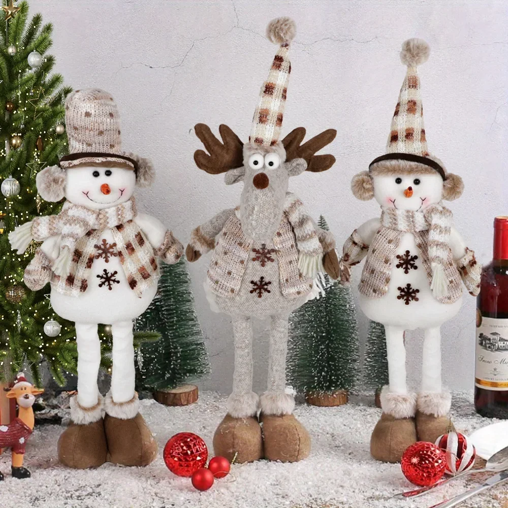 

Christmas snowman standing doll new knitted elk doll holiday window scene decoration