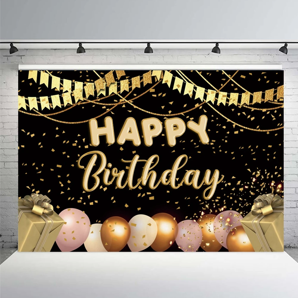 Happy Birthday Backdrop 18 30 40 50th Birthday Party  Photography Background For Women Men Boys Girls Rose Gold Photocall Studio