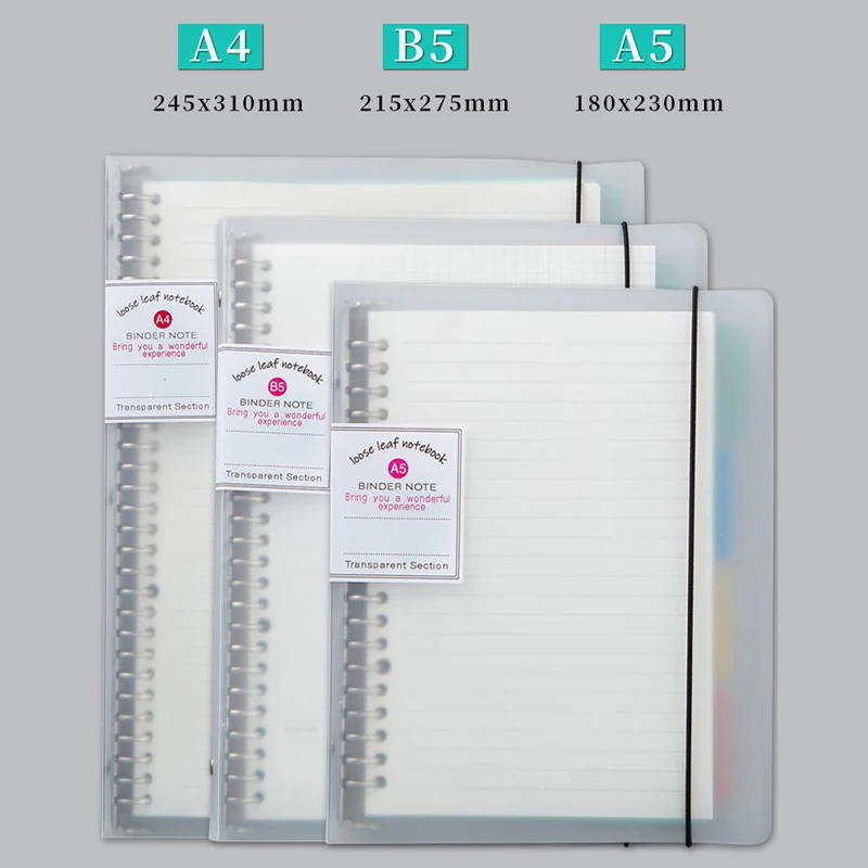 Imagem -02 - Transparente Folhas Soltas Binder Notebook Diário Inner Core Cover Caderno Planejador de Jornal Artigos de Papelaria a5 b5 a4